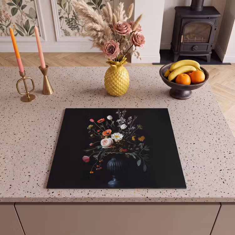 Induction hob protector - Flower arrangement - Vase - Black — 3