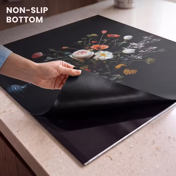 Induction hob protector - Flower arrangement - Vase - Black — 5