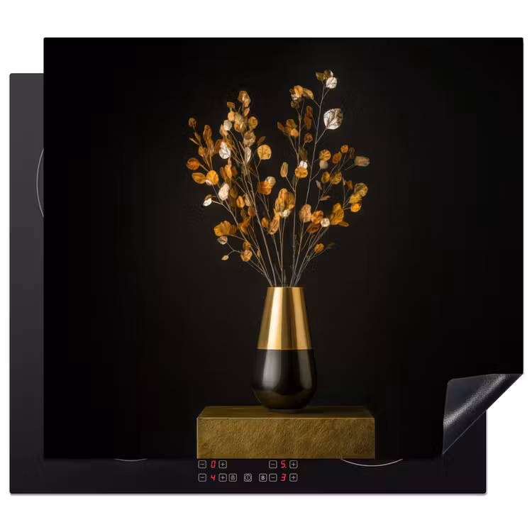 Induction hob protector - Golden brown - Leaves - Vase - Autumnal — 1