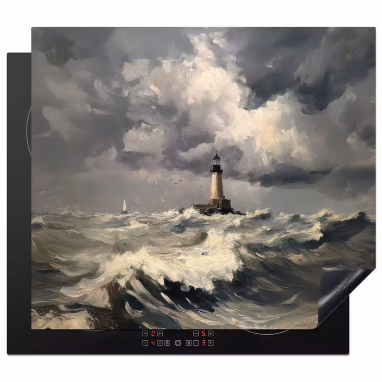 Induction hob protector - Lighthouse - Waves - Storm — 1