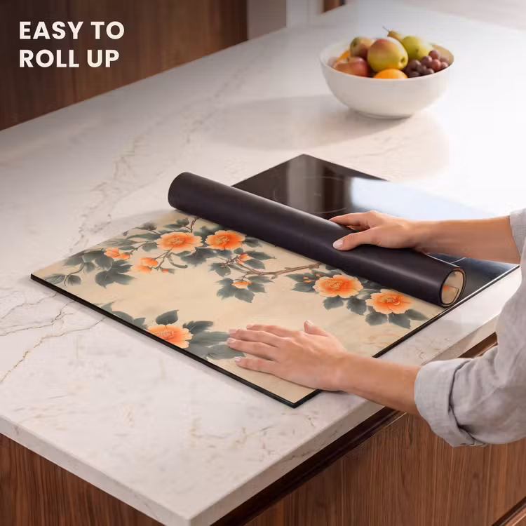 Induction hob protector - Bird - Branch - Flowers - Orange — 6