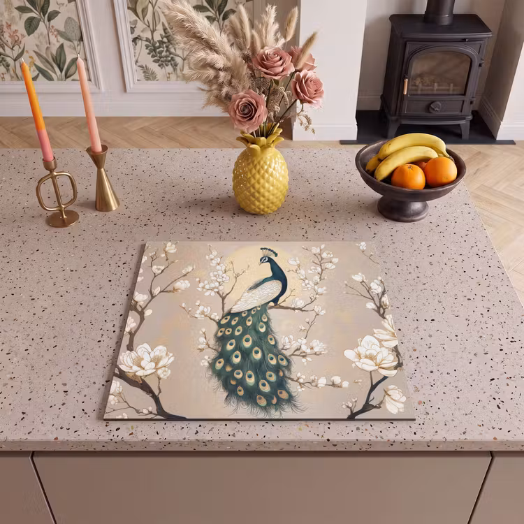 Induction hob protector - Peacock - Branch - Flowers — 3