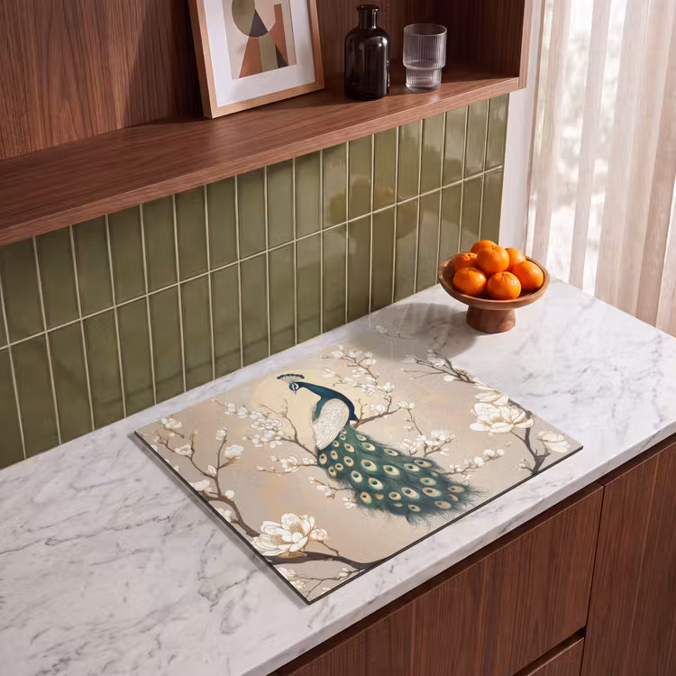 Induction hob protector - Peacock - Branch - Flowers — 4