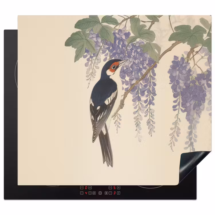 Induction hob protector - Woodpecker - Flowers - Purple — 1