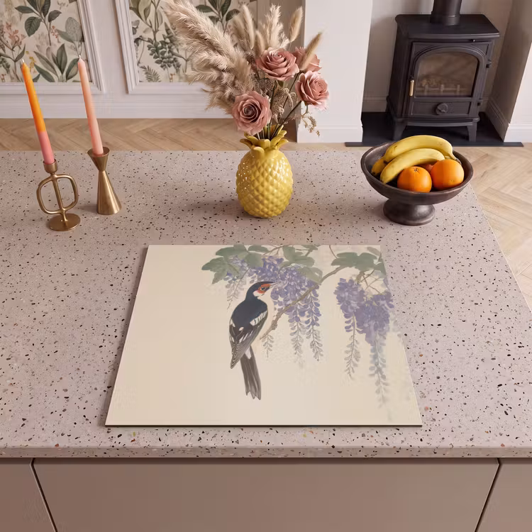 Induction hob protector - Woodpecker - Flowers - Purple — 3