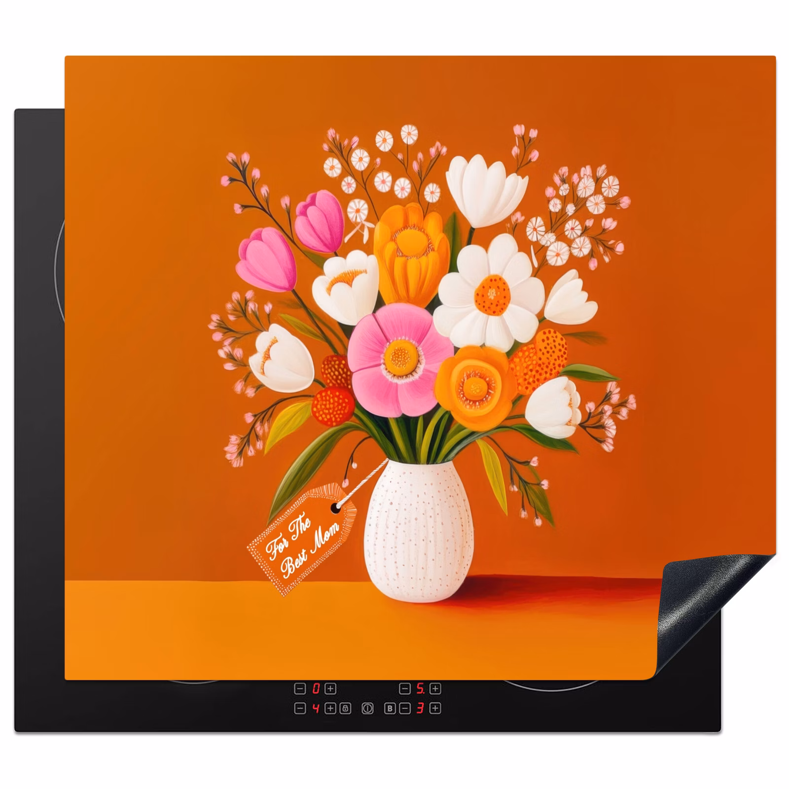 Induction hob protector - Vase - Flowers - Orange — 1