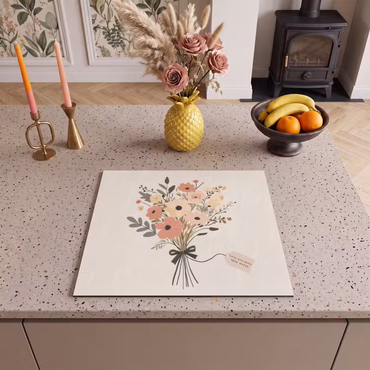 Induction hob protector - Flowers - Quote - Beige - Ribbon — 3