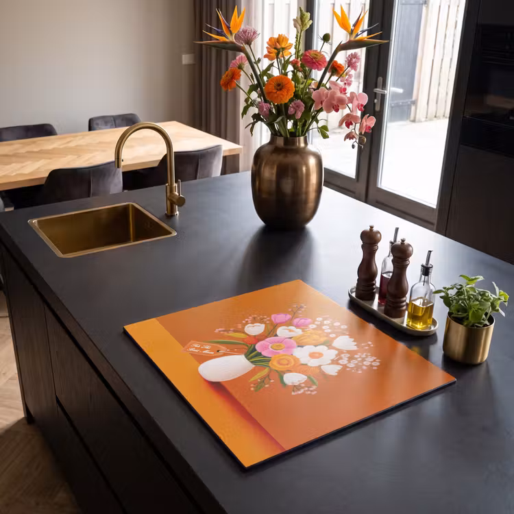 Induction hob protector - Vase - Flowers - Orange — 2