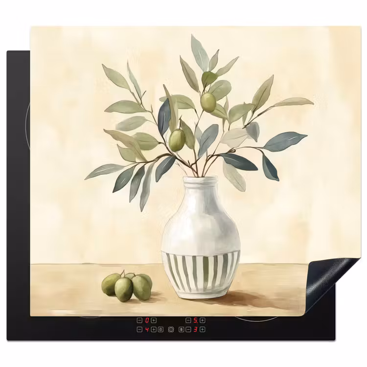 Induction hob protector - Vase - Ceramic - Olive branches — 1