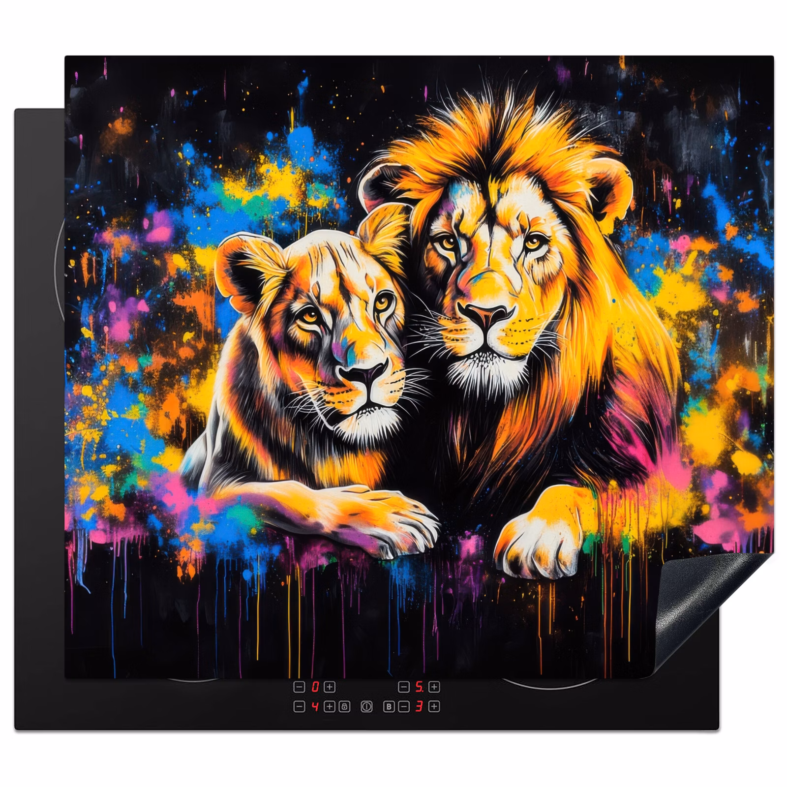 Induction hob protector - Lions - Painting - Colors — 1