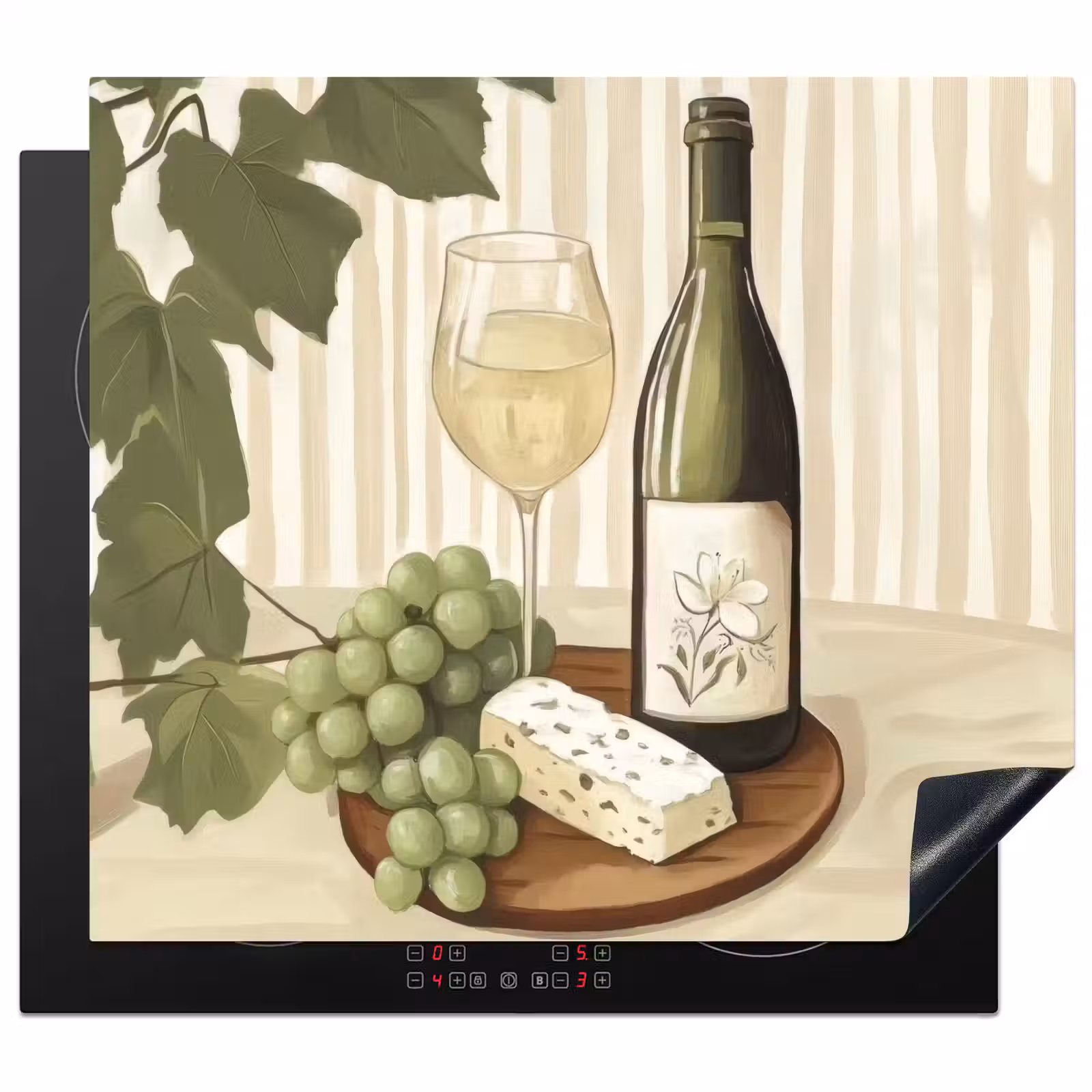 Induction hob protector - Wine - grapes - cheese - leaves — 1