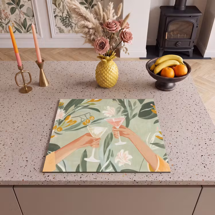 Induction hob protector - Glasses - toasts - leaves - green — 3