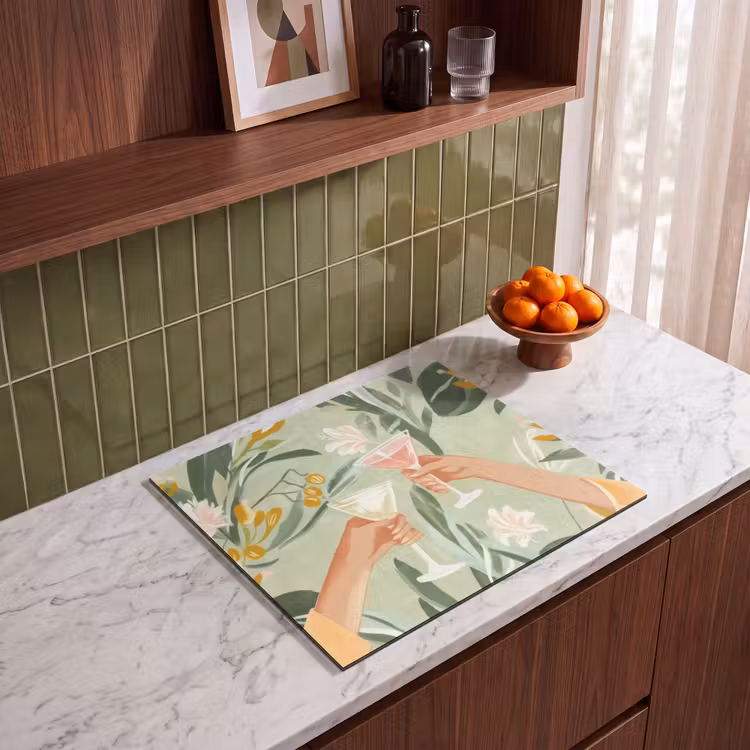Induction hob protector - Glasses - toasts - leaves - green — 4