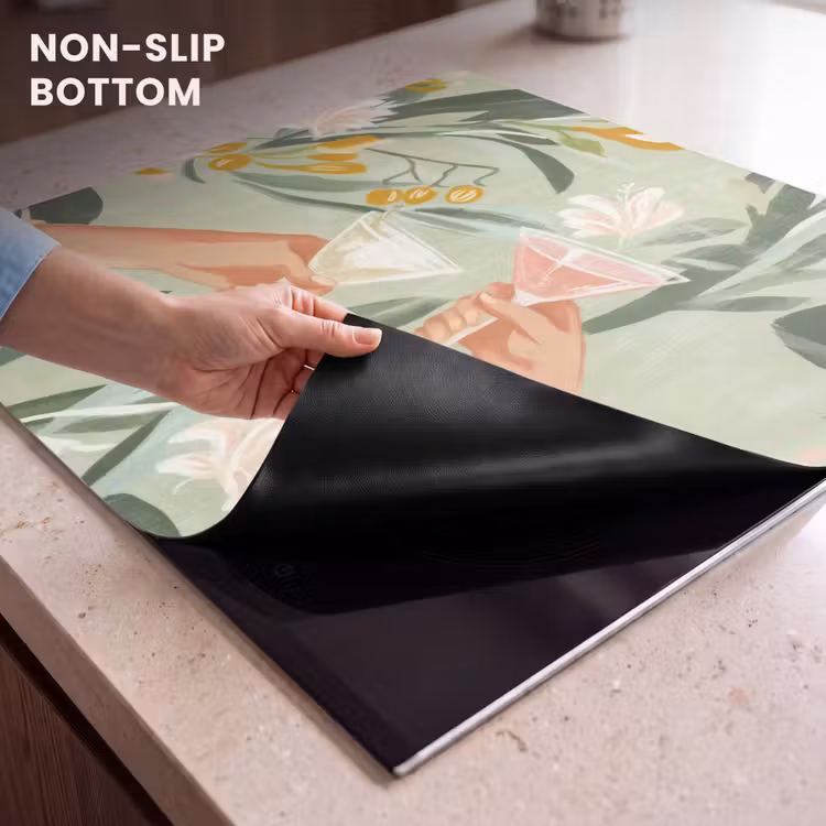 Induction hob protector - Glasses - toasts - leaves - green — 5