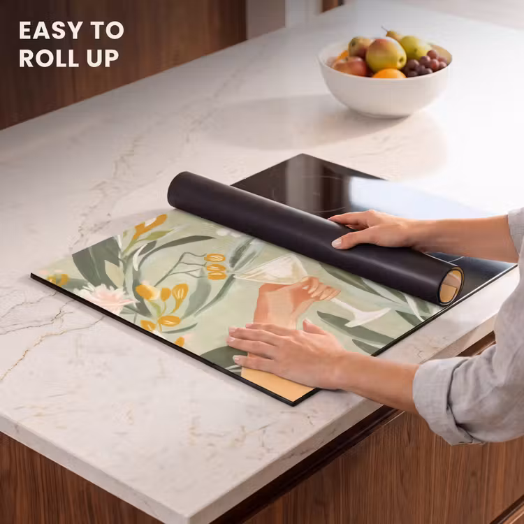 Induction hob protector - Glasses - toasts - leaves - green — 6