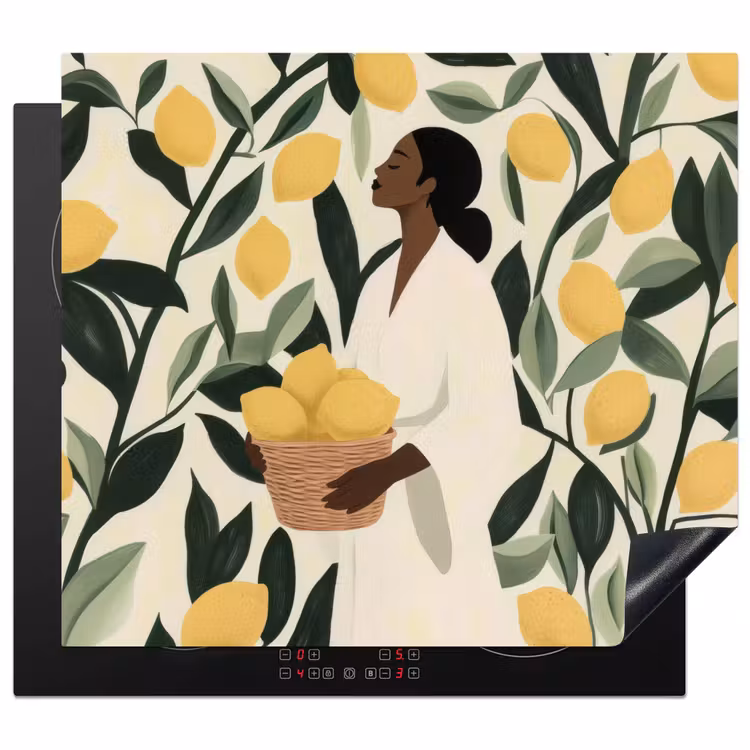 Induction hob protector - Woman - Basket - Lemons - Leaves — 1