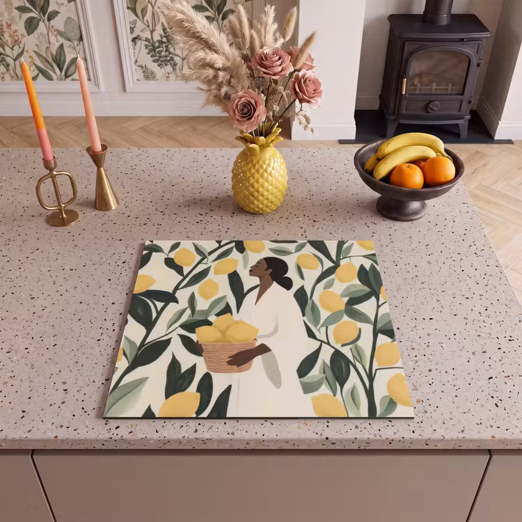 Induction hob protector - Woman - Basket - Lemons - Leaves — 3