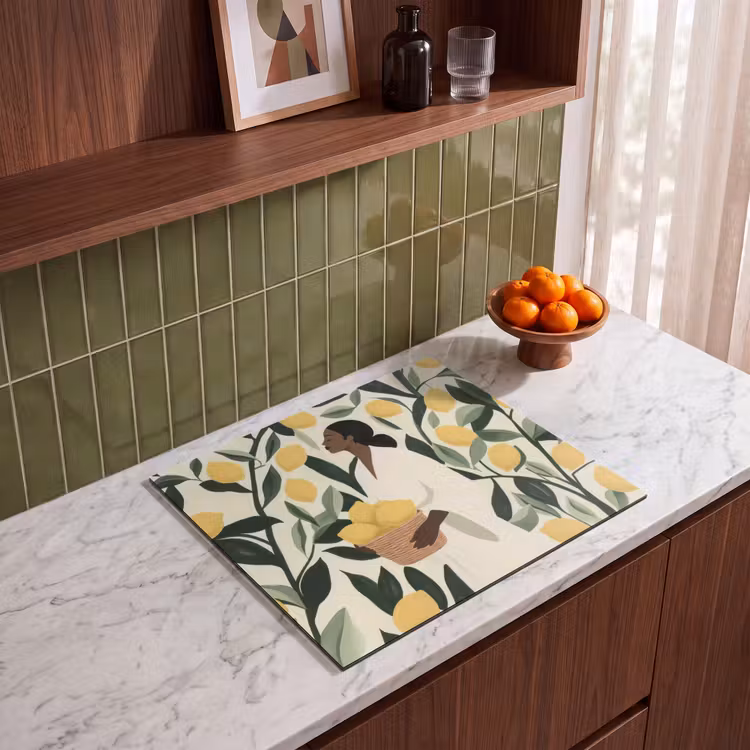 Induction hob protector - Woman - Basket - Lemons - Leaves — 4