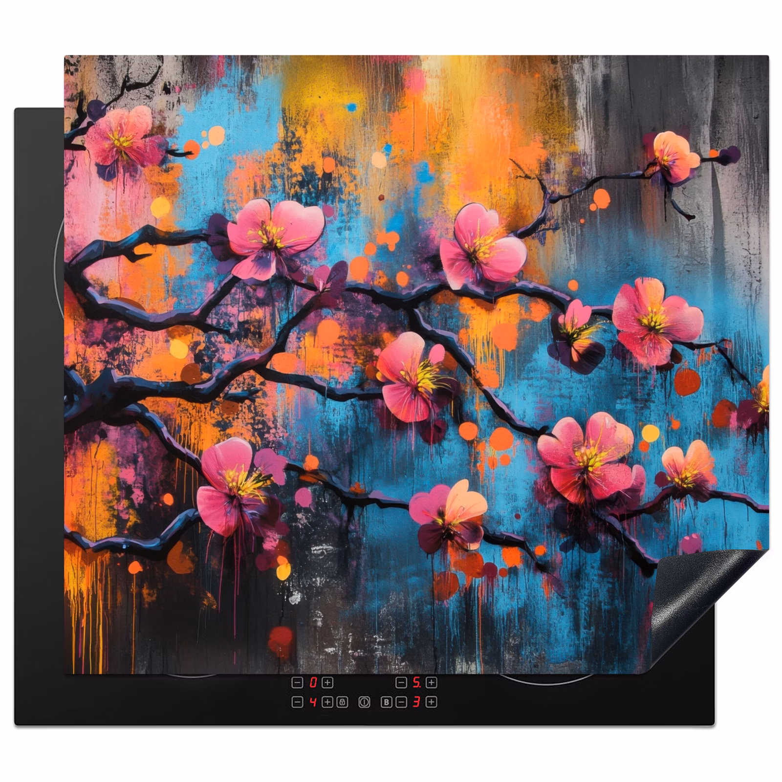Induction hob protector - Flowers - Branch - Abstract - Pink — 1