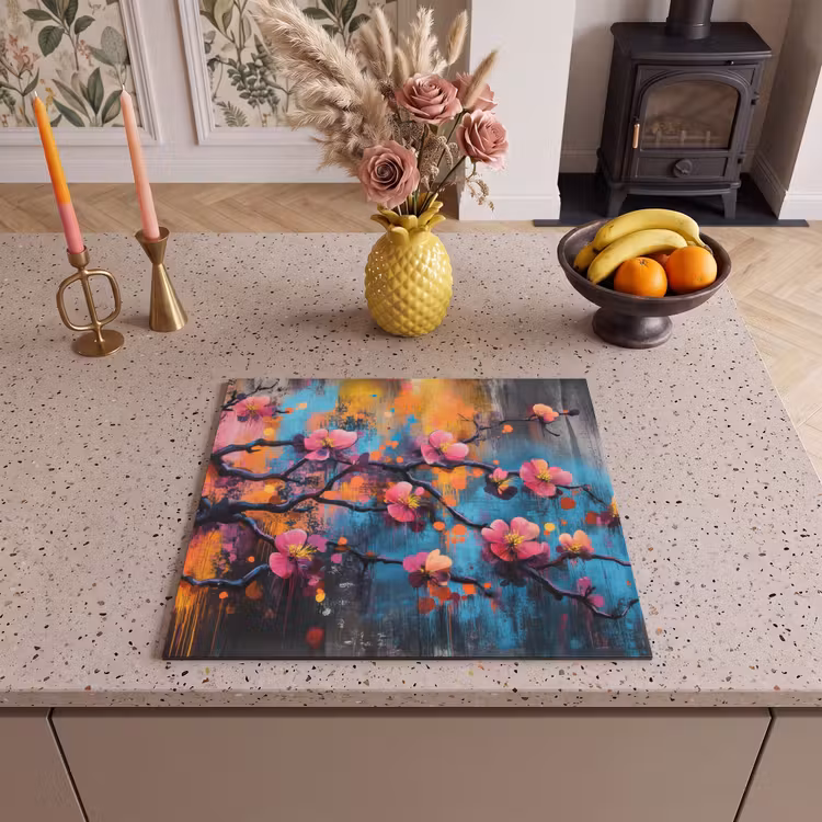 Induction hob protector - Flowers - Branch - Abstract - Pink — 3