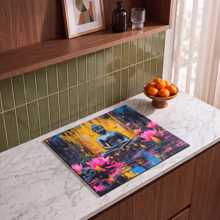 Induction hob protector - Buddha - Flowers - Candles - Yellow — 4