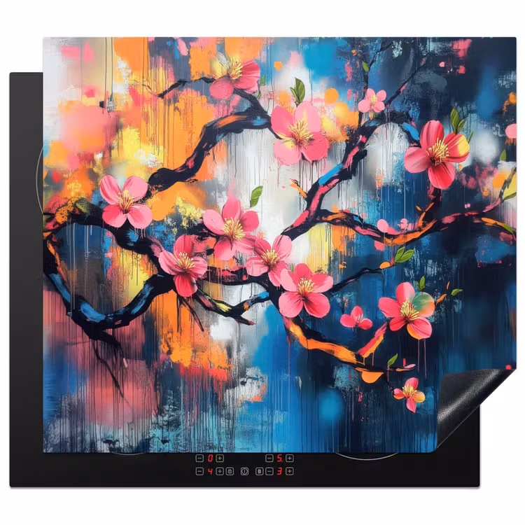 Induction hob protector - Flowers - Branch - Artistic - Pink — 1