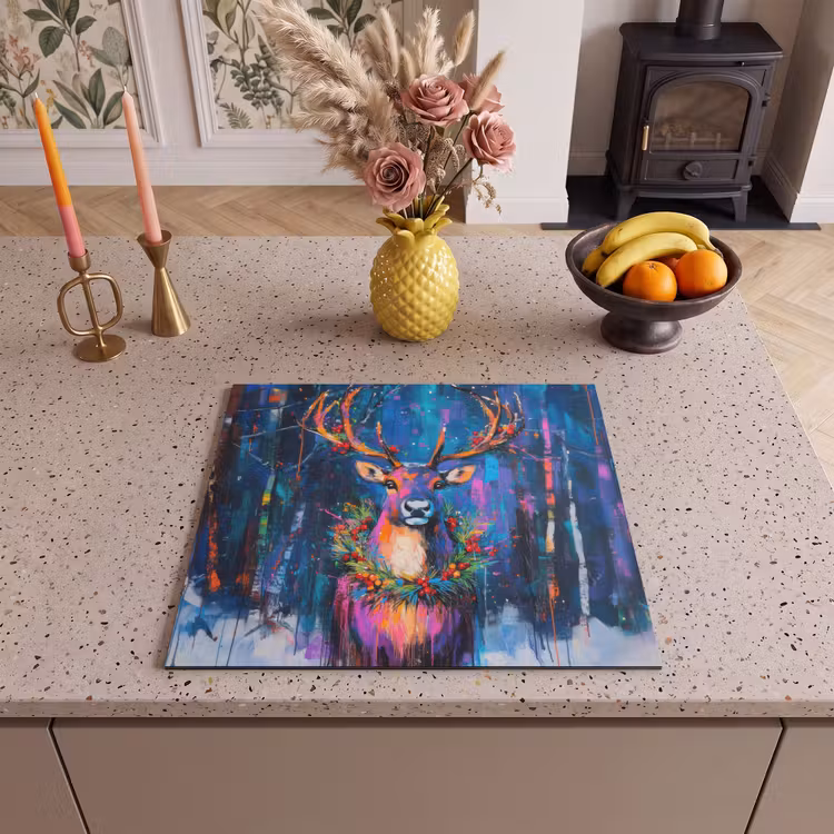 Induction hob protector - Reindeer - Wreath - Fairytale - Blue — 3
