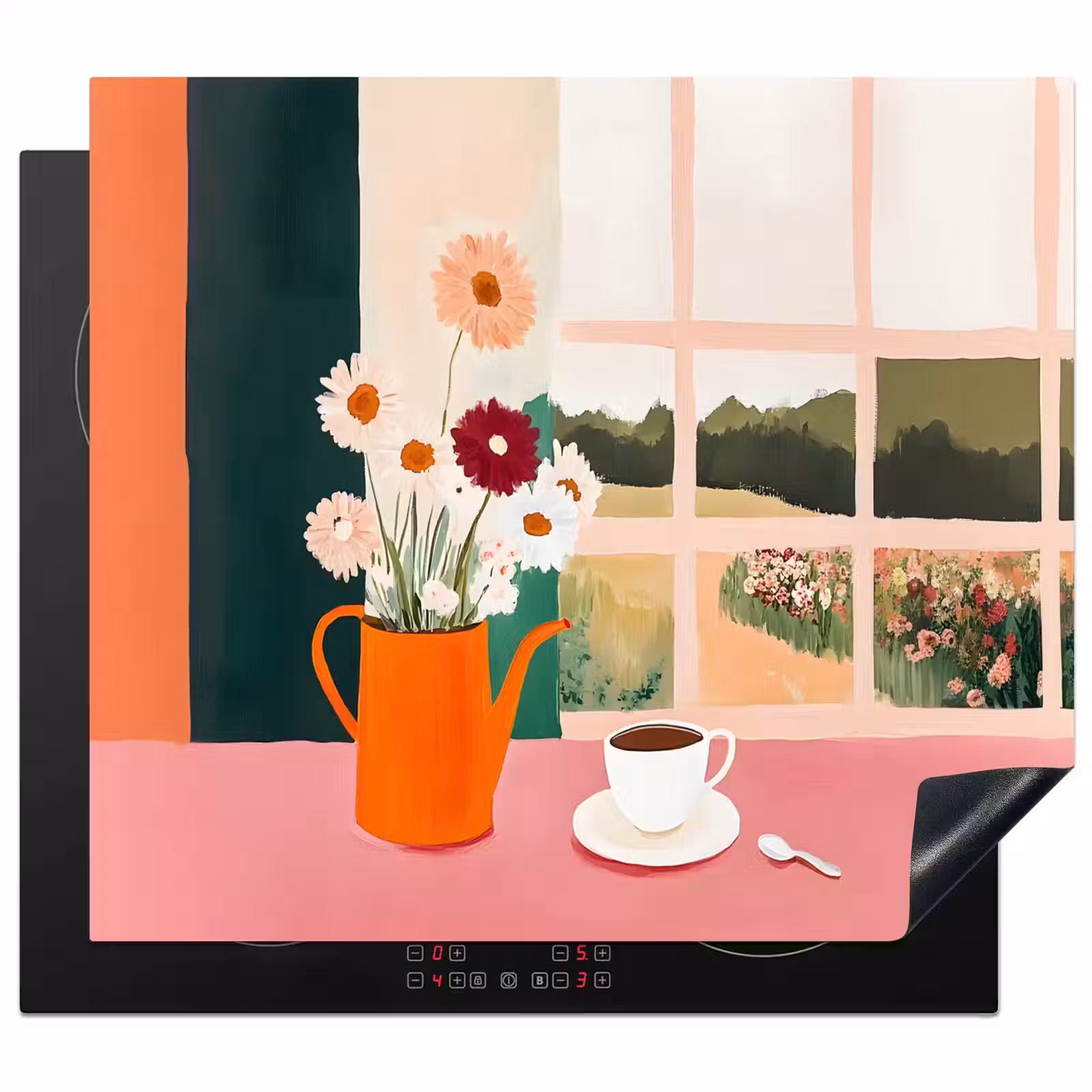 Induction hob protector - Flowers - Coffee - Window — 1