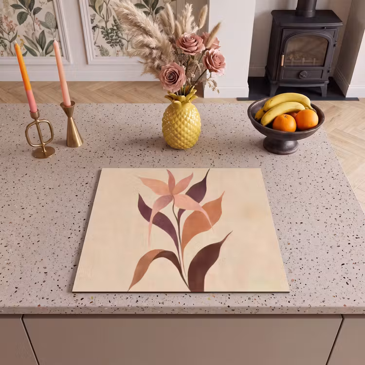 Induction hob protector - Minimalist - Flower - Leaves - Beige — 3