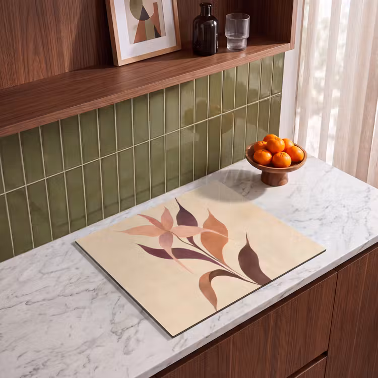 Induction hob protector - Minimalist - Flower - Leaves - Beige — 4