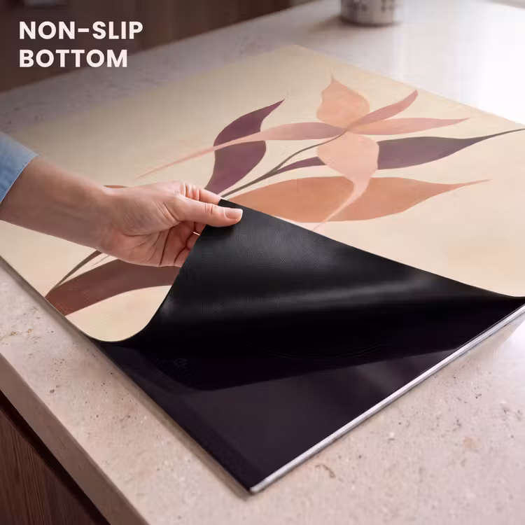Induction hob protector - Minimalist - Flower - Leaves - Beige — 5