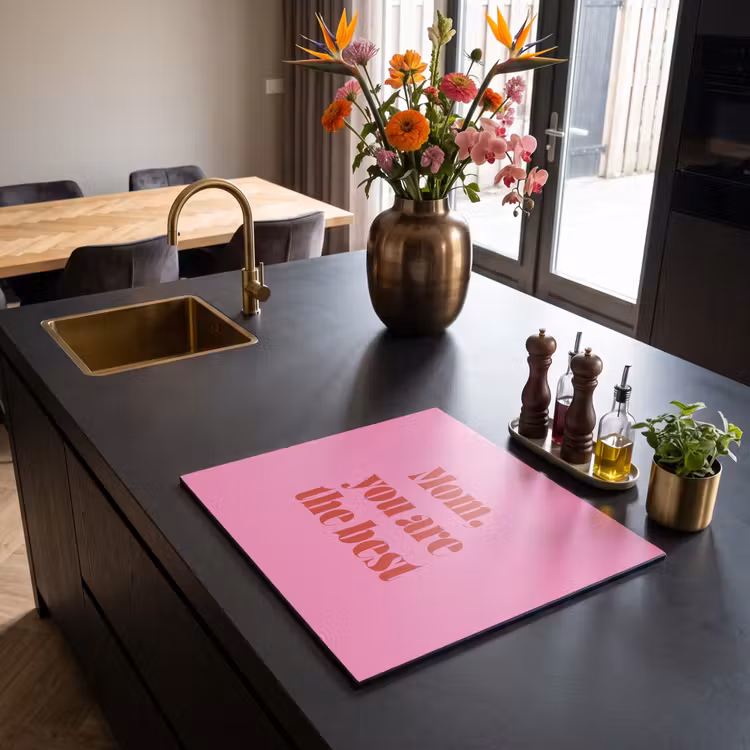 Induction hob protector - Mother - Message -Pink — 2