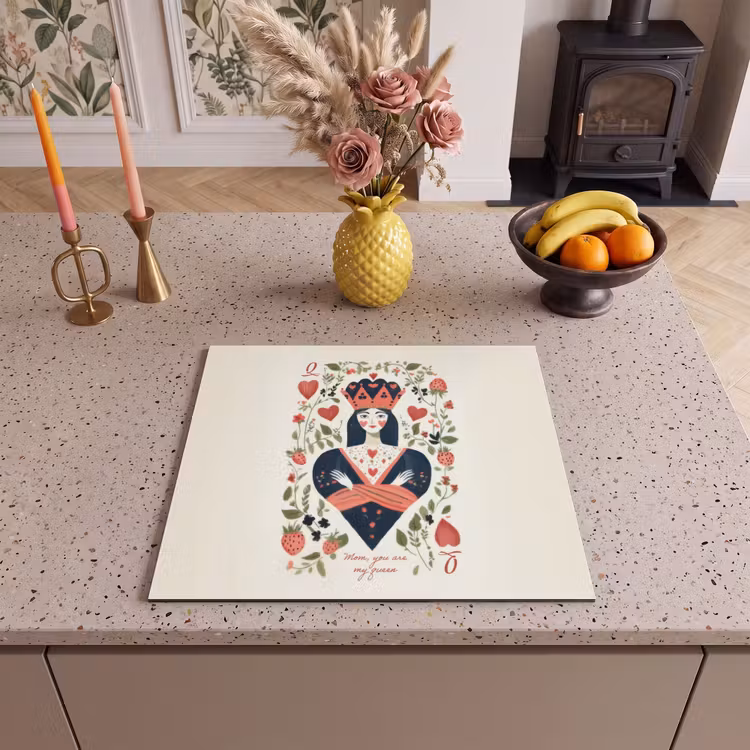 Induction hob protector - Playing card - Queen of hearts - Flowers - Hearts — 3