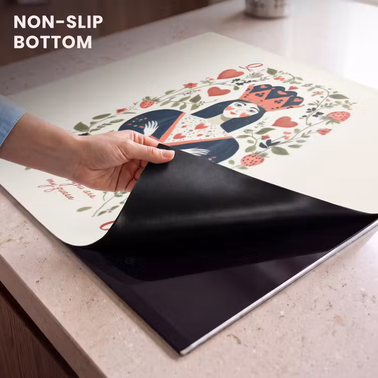 Induction hob protector - Playing card - Queen of hearts - Flowers - Hearts — 5