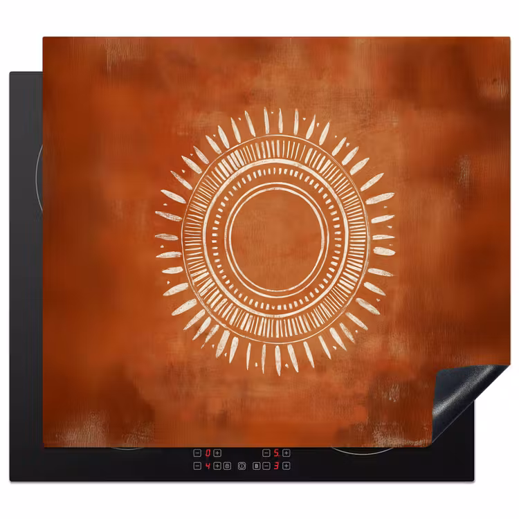 Induction hob protector - Abstract - Lines - Sunrays - Reddish brown — 1