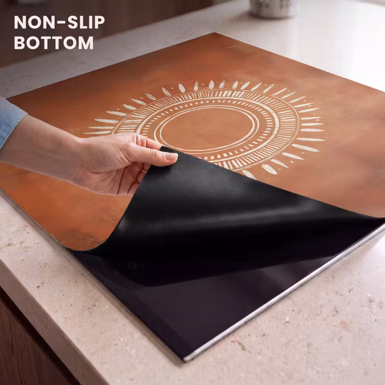 Induction hob protector - Abstract - Lines - Sunrays - Reddish brown — 5