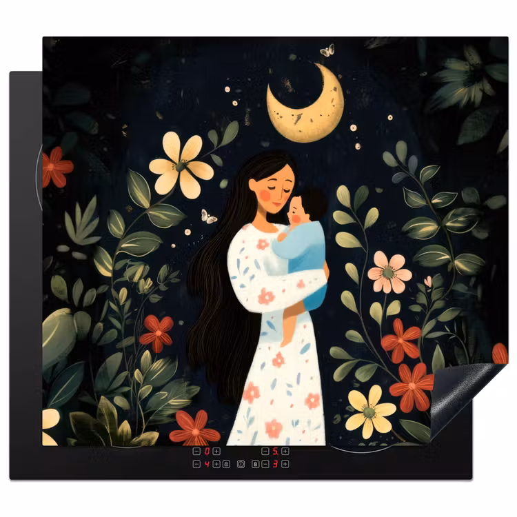 Induction hob protector - Mother - Child - Colorful - Flowers — 1