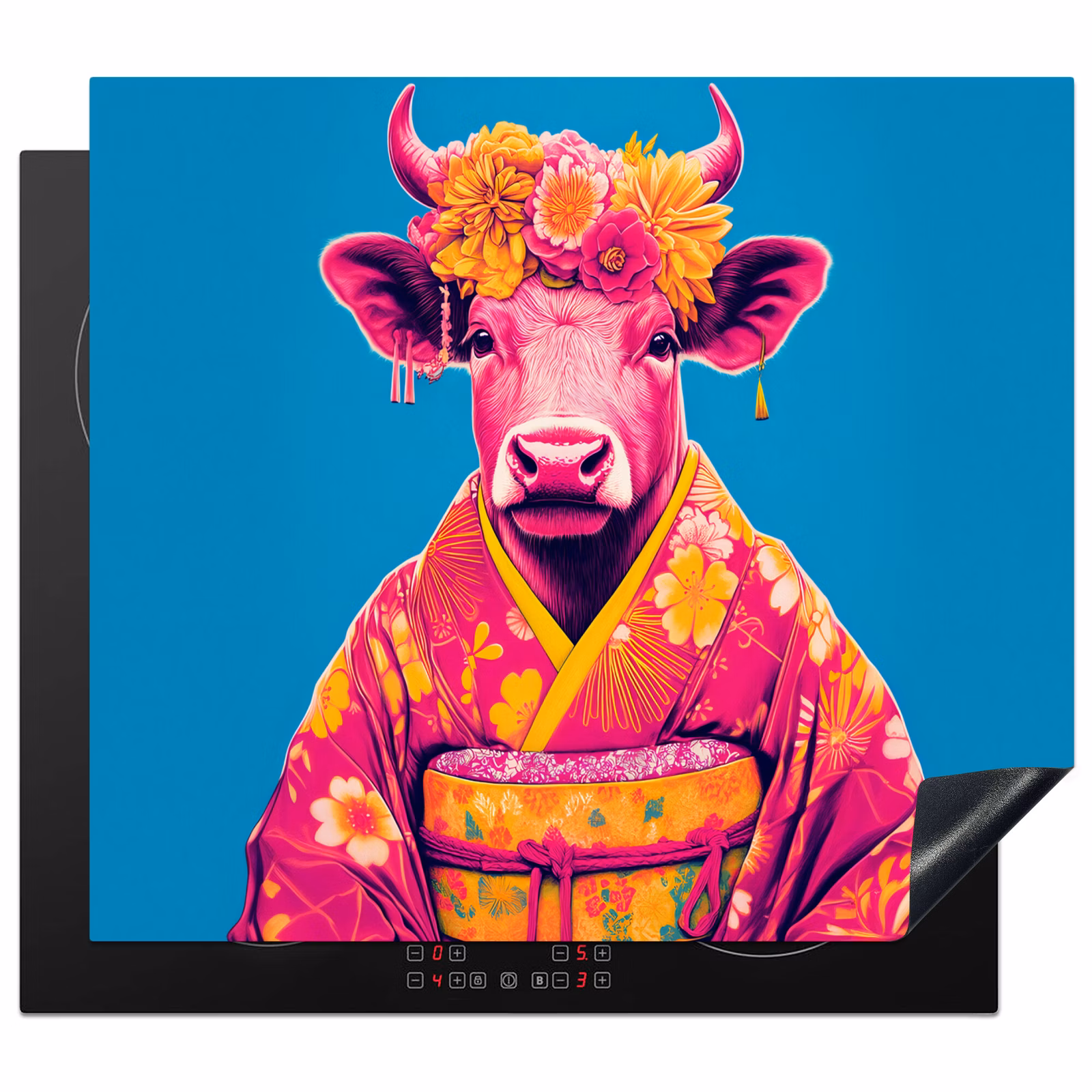 Induction hob protector - Cow - Flower wreath - Earrings - Kimono — 1