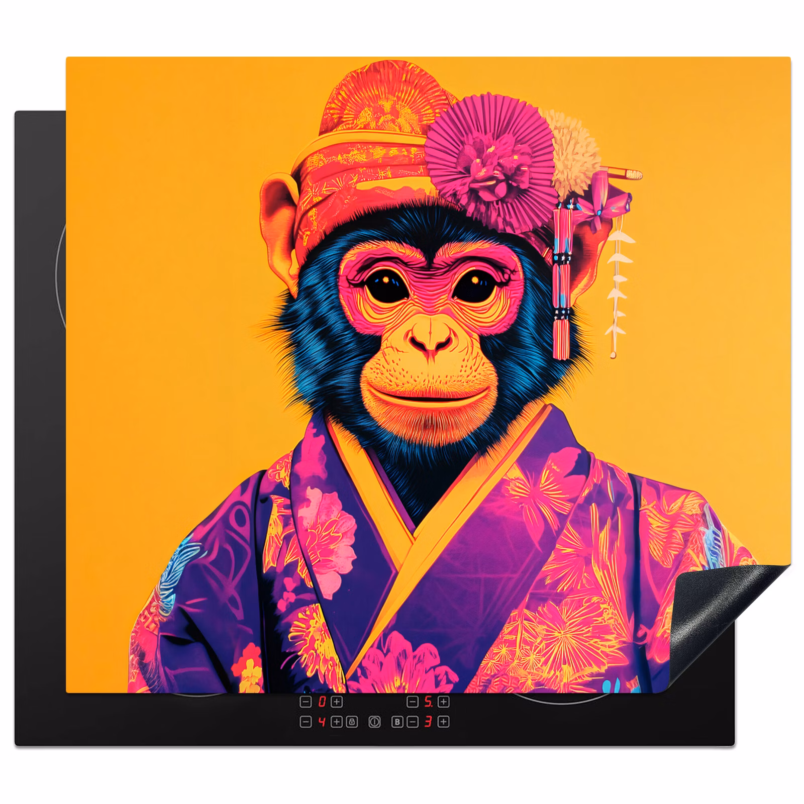 Induction hob protector - Monkey - Kimono - Flowers - Headdress — 1