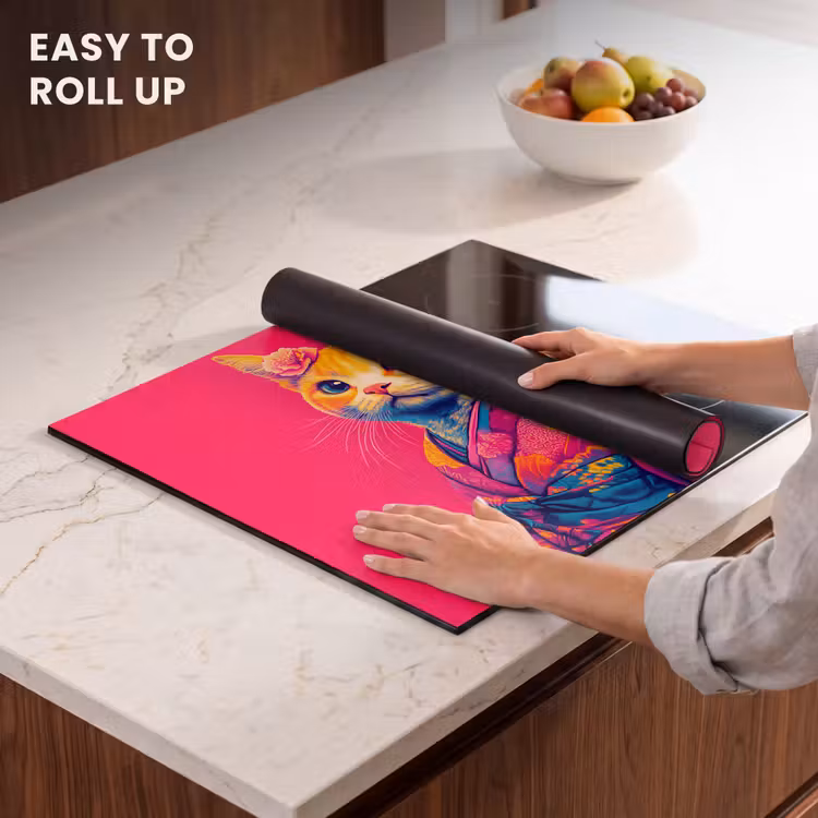 Induction hob protector - Cat - Kimono - Flowers - Pink — 6