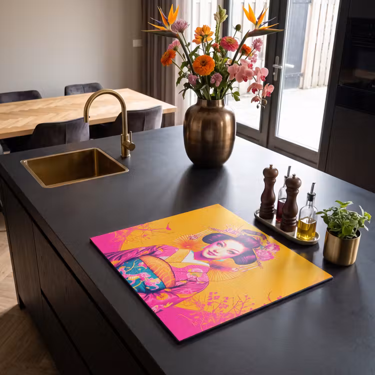 Induction hob protector - Flowers - Woman - Kimono - Pink — 2