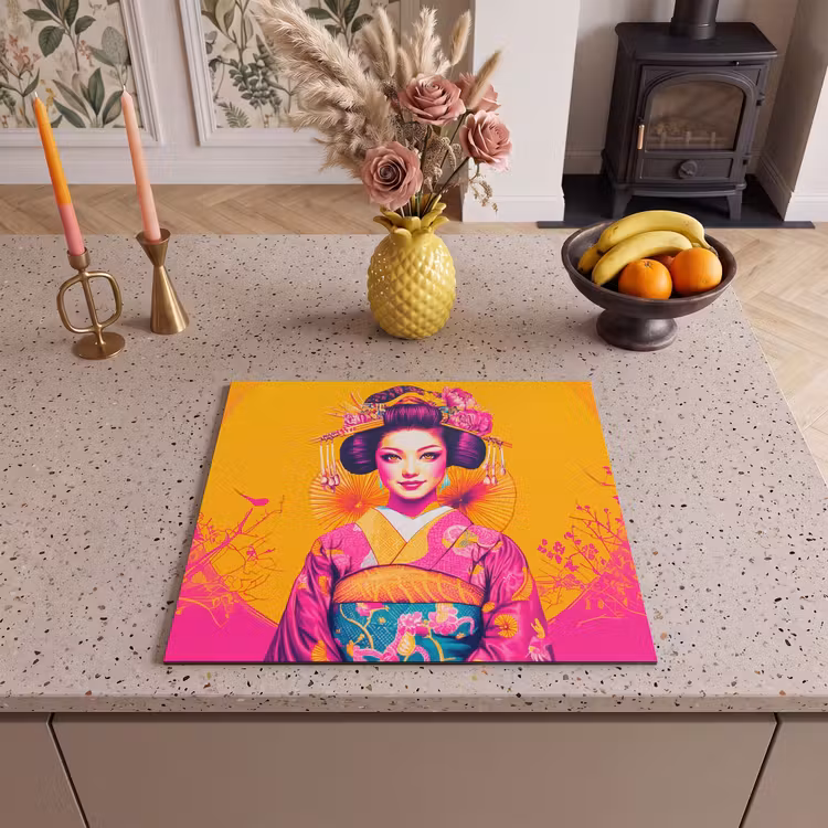 Induction hob protector - Flowers - Woman - Kimono - Pink — 3