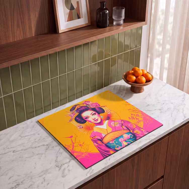 Induction hob protector - Flowers - Woman - Kimono - Pink — 4