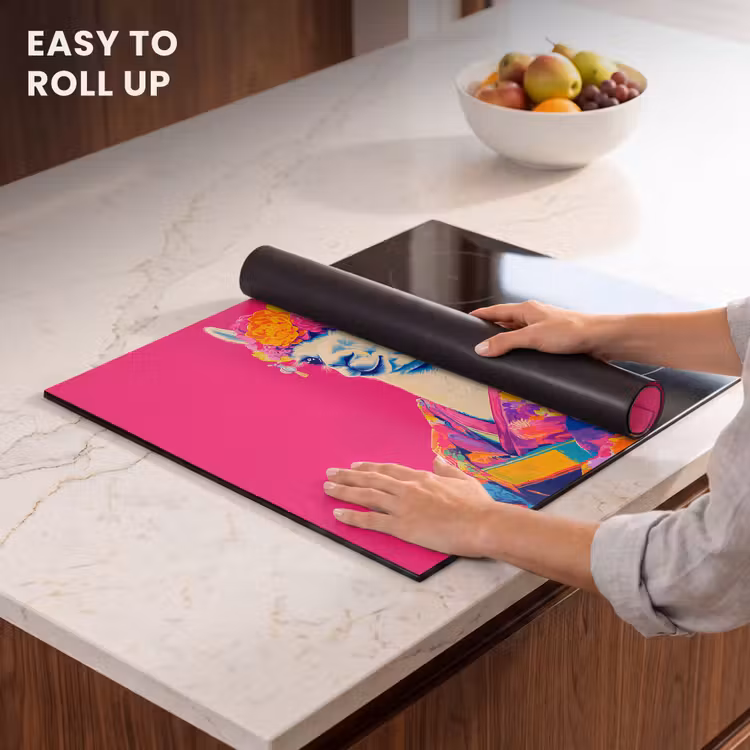 Induction hob protector - Lama - Kimono - Flower Wreath - Bright Pink — 6