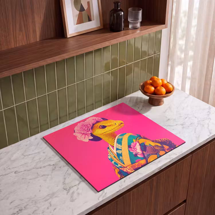Induction hob protector - Lizard - Flowers - Pink - Kimono — 4