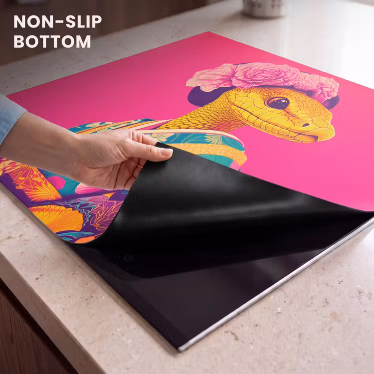 Induction hob protector - Lizard - Flowers - Pink - Kimono — 5