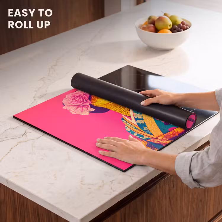 Induction hob protector - Lizard - Flowers - Pink - Kimono — 6