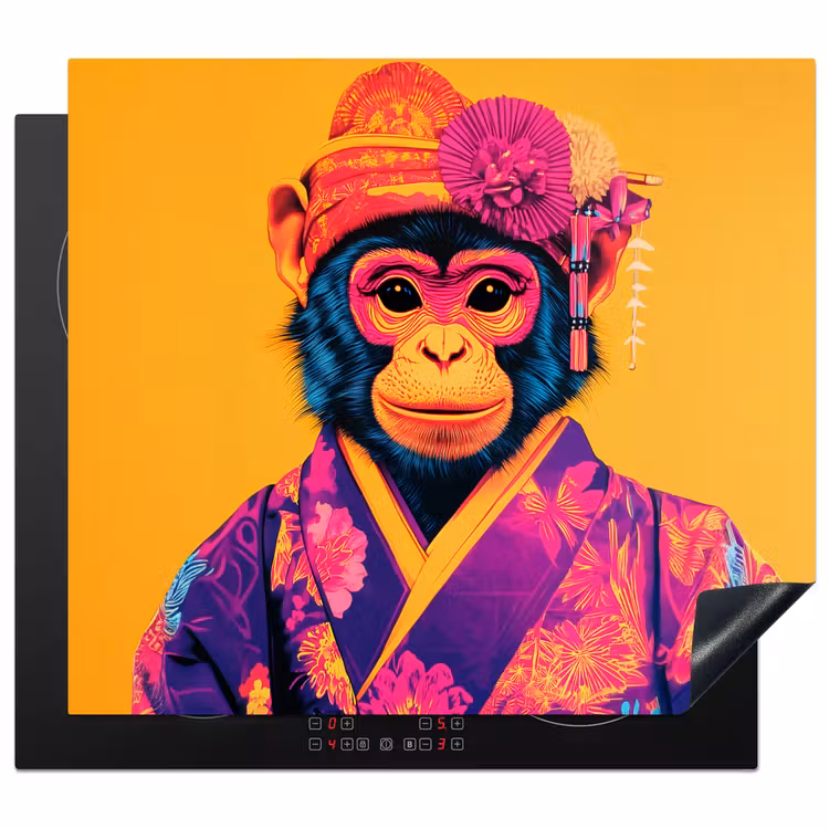 Induction hob protector - Monkey - Kimono - Flowers - Headdress — 1