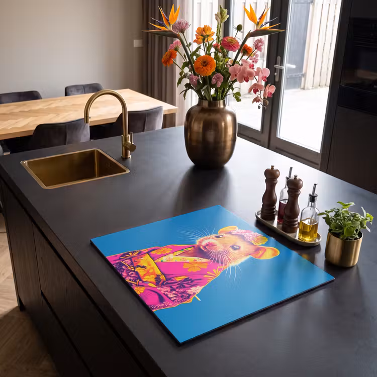 Induction hob protector - Mouse - Kimono - Flowers - Blue — 2