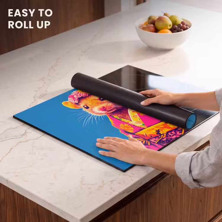 Induction hob protector - Mouse - Kimono - Flowers - Blue — 6